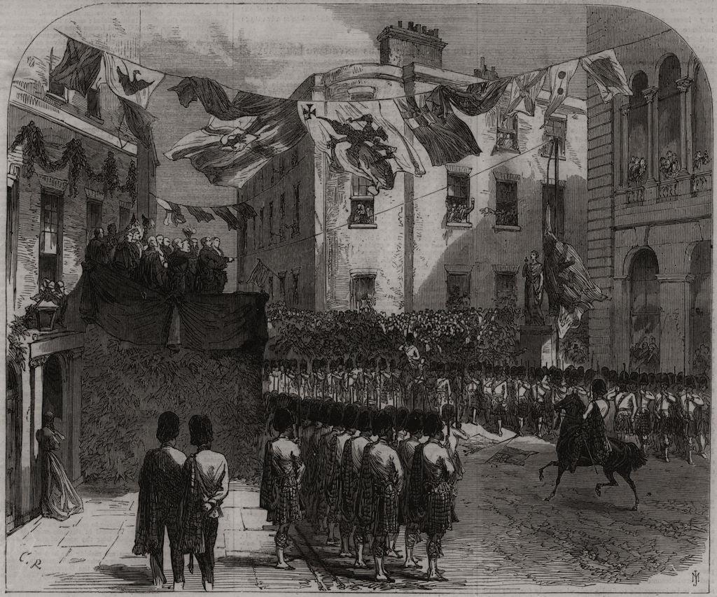 Prince of Wales unveiling the Queen Victoria statue at Aberdeen. Scotland 1866